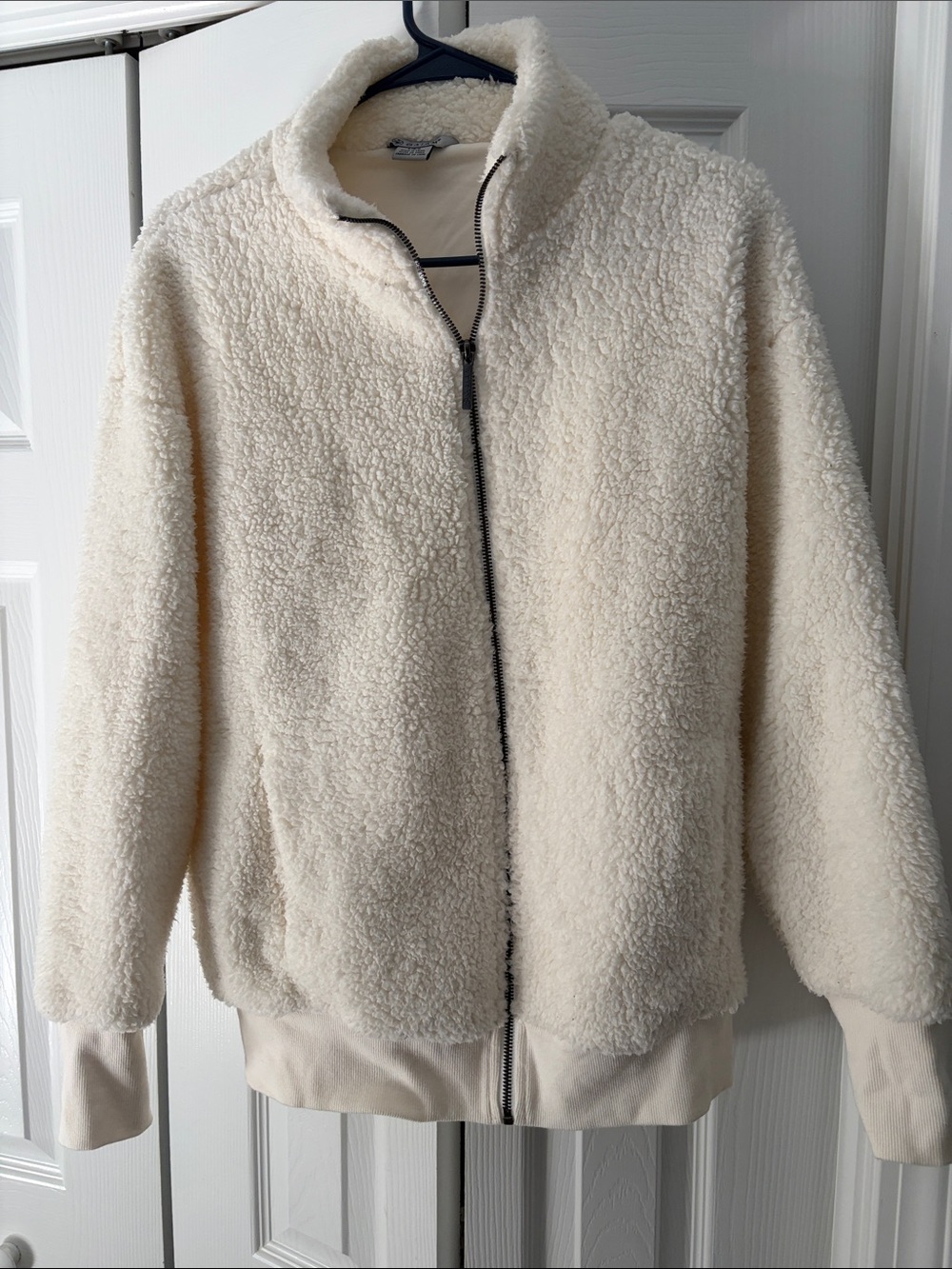 GAIAM Cream Faux-Sherpa Zip Jacket